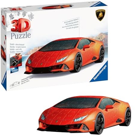 Ravensburger Orange Lamborghini Huracan 3D Jigsaw Puzzle for Kids and Adults Age 8 Years Up - 108 Pieces - No Glue Required