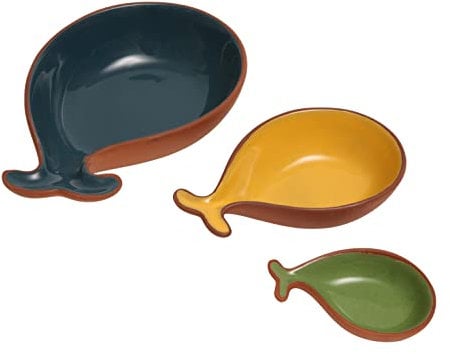 Dexam Sintra Set of 3 Glazed Terracotta Fish Tapas Dishes, White