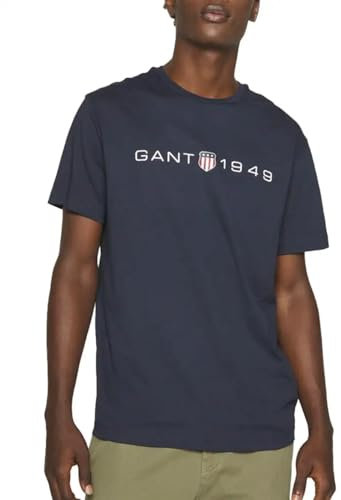 GANT Herren Printed Graphic T-Shirt, Evening Blue, XXL EU