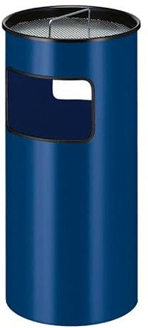 PROREGAL Runder feuerfester Kombiascher inkl. Löschsand & Sieb | 50 Liter, HxØ 69x32cm | Inneneimer aus Metall | Blau