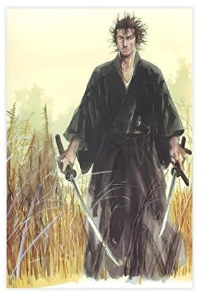 Samurai Miyamoto Musashi Leinwand-Poster, Schlafzimmer, Dekoration, Sport, Landschaft, Büro, Raumdekoration, Geschenk, ungerahmt, 30 x 45 cm