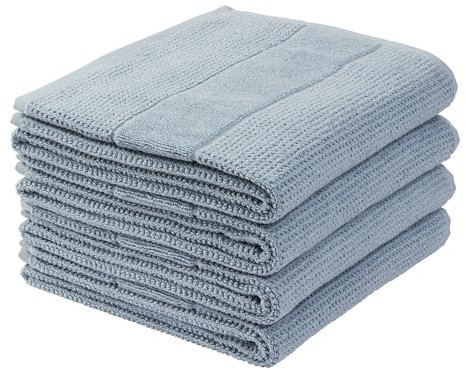 Schiesser Frottier Handtuch Turin im 4er Set | 100% Baumwolle aus nachhaltiger Produktion | flauschig, saugstark, farbecht | 50x100cm | Hellblau