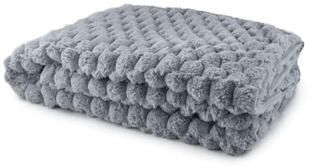 Emma Barclay Lush Luxurious Fluffy Faux Rabbit Fur Throw Blanket (Charcoal Grey, 50x60 (127x152cm))