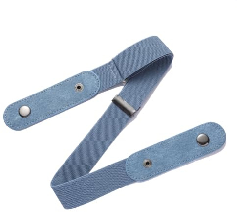 Wisafory Lot de 2 ceintures élastiques sans boucle - Ceinture extensible invisible réglable - Ceinture sans boucle - Unisexe - Ceinture abdominale pour jeans - Bleu clair