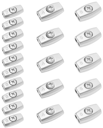 LT Easiyl 20 Stück Drahtseilklemmen aus verzinktem Stahl, eiförmige Kabelklemme, geeignet für Durchmesser 2 mm/3 mm/4 mm/5 mm, Stahlseilseil-Doppelloch