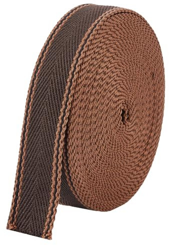 BENECREAT Fettuccia A Righe In Policotone Da 9 m, Nastro In Tessuto per Cucire Piatto con Bordo A Strisce Marroni Larghe 32.5 mm per Manici di Borse, Cinture, Cucire