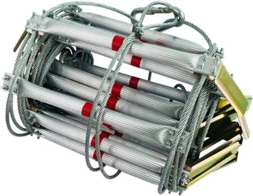 YYingYYue Rescue Rope Ladder, Multi-Purpose Ladder, Safety Ladder, Escape Ladder Made of Aluminium Alloy, High Mountain Work Steel Wire Rope Ladder,30m