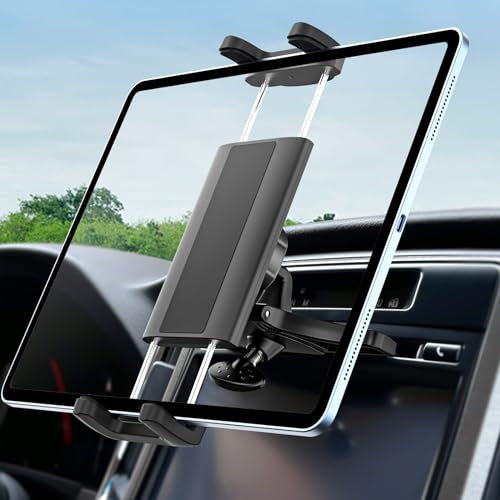 Dosvsi Soporte Tablet Coche Ranura CD, 360° Ajustable Porta Tableta CD del Coche, Soporte Coche CD Slot para iPad Pro 12.9 Air Mini, Galaxy Tabs, Tab M10 M9 P11, iPhone, Tablets y Teléfono de 4.7~13
