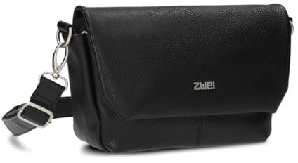 Zwei Damen Handtasche Mademoiselle.M M40 kleine Umhängetasche 1 Liter breite Crossbody-Bag mit Magnetklappe & Reißverschluss klassisch-elegant (noir)