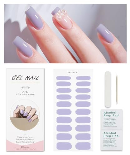 Unghie Gel Adesive Viola Chiaro, KALEFUL Smalto Adesivo Gel Nail Stickers Adesivi Unghie Gel Uv Nail Art Stickers Unghie Decorazioni