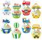 Cupcake-Topper und Wrapper, Set mit 48 Cupcake-Dekorationen, Krankenwagen, Taxi, Schule, Bus, Zug, Flugzeug für Kinder, Jungen, Mädchen, Geburtstag, Babyparty, Partyzubehör
