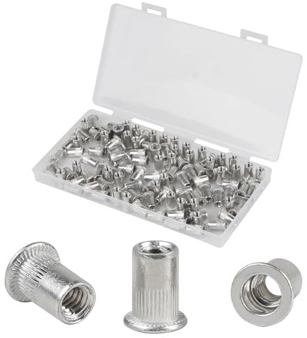 CPROSP 105 Pezzi Rivetti Filettati Alluminio M6 con Scatola Portaoggetti, 9 mm Dado per Rivetto M6, Dadi per Rivetti Ciechi per il Fissaggio dei Mobili, Ottimi Rivetti in Alluminio