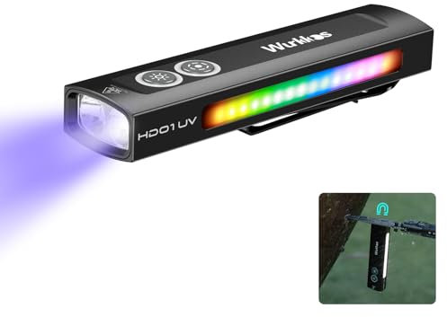 Wurkkos HD01 UV Flashlight, Rechargeable EDC Flashlight, Led Flashlight with 365nm UV Light, 1200 Lumens Flat Flashlight with RGB Light, Pocket Light for Emergency, Pet Urine Detection (Black)