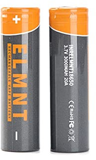 Vape Batteries | ELMNT 3000mah 20A | 2 Year Warranty | 2x Rechargeable High Drain Batteries (Pack of 2)