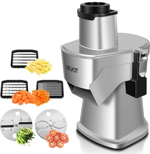 LEEVOT Commercial Vegetable Chopper 200W, Electric Food Processor for Slicing Dicing Shredding, Professional Veggie Cutter for Restaurant, Hotel School, Cafeteria, French Fry, Cheese Grater