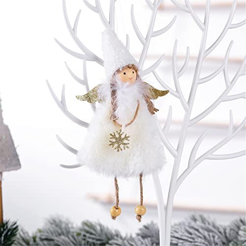 Adornos Arbol Navidad Decoracion Navidad Ofertas Decoração de Natal Foto Calamita Ángel Adornos Colgantes de Navidad Adornos Muñeca Árbol Felpa Decoración y Foto (White, One Size)