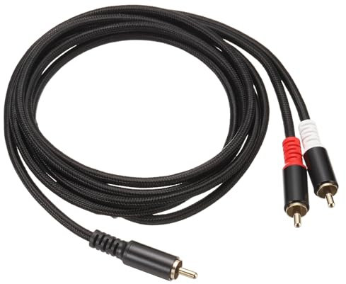 DMiotech RCA Y Cable 6.6ft, 1 RCA Male to 2 RCA Male Y Splitter Stereo Audio Subwoofer Cable for Home Theater, HDTV, Speakers, Hi-Fi Systems, Amplifiers