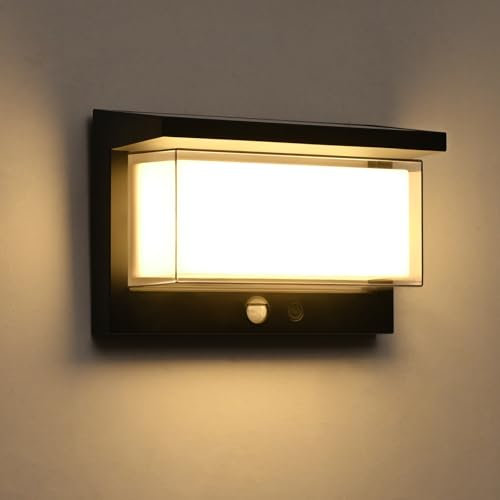 Vankarr Solar Aussenlampe mit Bewegungsmelder, IP65 Wasserdicht 3000K Warmweiß Außenwandleuchte mit Bewegungsmelder, Auto On/off, LED Wandleuchte Außen für Garten Terrasse Flur Weg