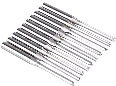 Lot de 3 embouts de gravure routeur de 175 mm pour fraiseuse à tête fendue 1/8 pour fraiseuse et embouts de sculpture