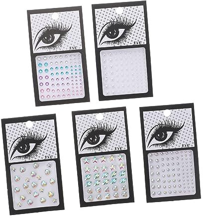 JOINPAYA Strass Aufklebeohrringe Für Mädchen 5 Blatt Selbstklebende Gesichtsjuwelen Perlen Und Sterne Sticker Für Gesicht Nägel Halloween Und Weihnachts Dekoration