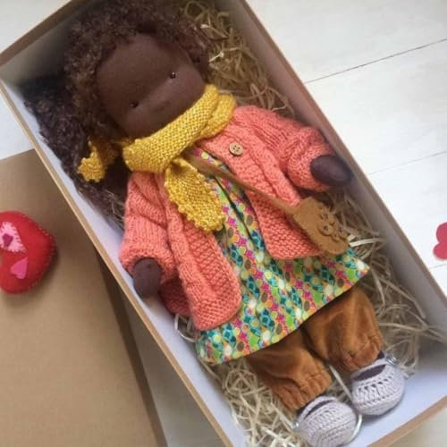 Aosrioylt Waldorfpuppe handgefertigt, handgemachte Waldorfpuppe, Vintage gehäkelte Puppe(25# Daisy)