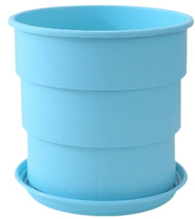 LOVIVER Vaso di Fiori con Vassoio per Piante da Esterno Interno, fioriera compatta, Versatile e Moderna con Foro di drenaggio, per pothos, Blu