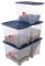 SUNDIS Wave Box, lot de 5 boîtes de rangement avec couvercle clipsable 60l, en plastique transparent, superposables et empilables, idéales pour ranger chambre, jouets, bureau, grenier ou garage