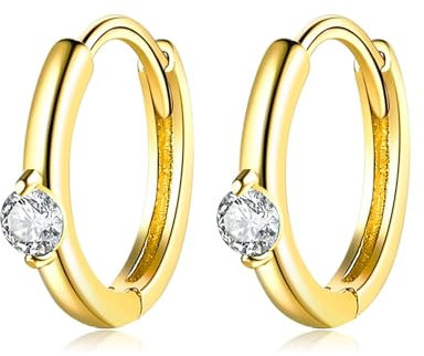 Tolldek Gold 14K Frauen Ohrringe, Diamant Klassiker Creolen, Au 585 Ohrringe Vintage Echte Goldschmuck