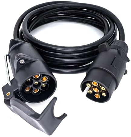 AOJO 2.8m 7 Pin Trailer Extension Lead, 12V Automotive Cable with 7 Core Trailer Connector for Towing Caravan Truck RV - Black