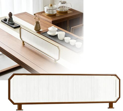 AVSMGP Tischteiler aus Glas, gestreift, für die Privatsphäre, Trennwand aus Metall, niedrige Trennwand für Büro, Haus, Theke, Studio, kratzfest, natürlich, 60 cm