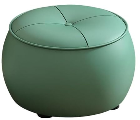 MYRTFK Runder Fußhocker, gepolsterte Fußstütze, Pouf-Hocker mit rutschfesten Pads, gepolsterter Ottoman für Wohnzimmer, Schlafzimmer, Balkon(Green)