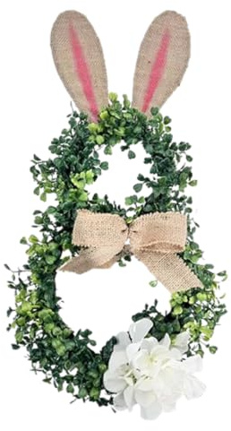 Oster-Kranz,Osterhase Rebenkranz Dekokranz Osterdekorationen Osterkranz Tischkranz Als TüRkranz Nutzbar,Hasenkranz-Dekorationen,Kreative Girlande,Stylische Osterdekoration (50cm,Rot)