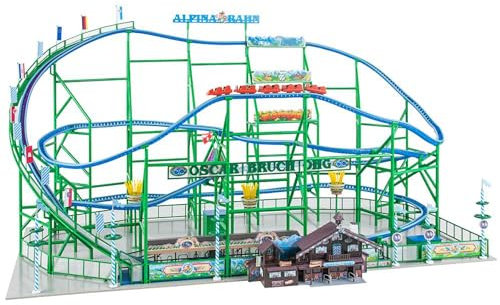 FALLER Achterbahn Alpina-Bahn Modellbausatz mit 708 Einzelteilen 715 x 423 x 400 mm I Modelleisenbahn Zubehör H0 I Modelleisenbahn H0 Stahlachterbahn, Verschieden