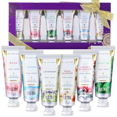 Spa Luxetique Hand Cream Gift Set - Hand Cream Lotion for Dry Hands Travel Moisturizing Hand Lotion with Natural Aloe & Vitamin E Best Gift Set for Women 6 x 1.0 oz/30ml,Valentine's Mothers Day Gifts