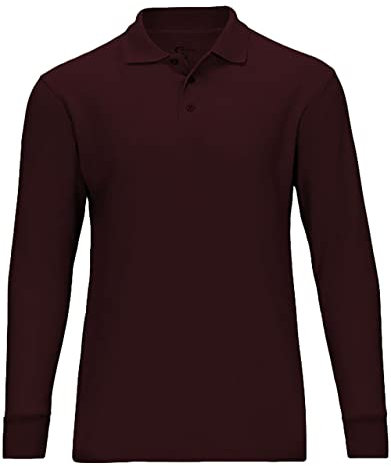 Boys Uniform Long Sleeve Polo Shirt Burgundy XXS 3/4