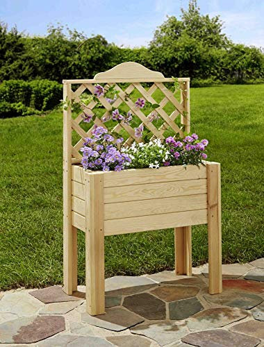 Beauty.Scouts Balkonpflanzkasten Blumenpflanzkasten Elena naturbelassen mit Gitter 60x30x100cm Kieferholz Pflanzkasten elegant robust standfest modern Natur