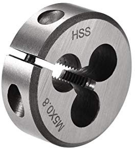 sourcing map Metrisch Runde Schneideisen Einstellbar Maschinen Rechtsgewinde Schnellstahl (HSS) M5 x 0,8