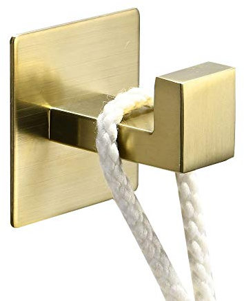 WOMAO Handtuchhalter Ohne Bohren Gold Selbstklebend Garderobe Kleiderhaken zum Kleben Wand Badezimmer Gebürstet Edelstahl Handtuchhaken