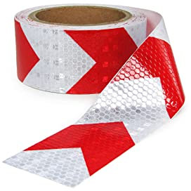 RAMROXX Signalband Markierungsband Absperrband selbstklebend reflektierend rot weiß 40m