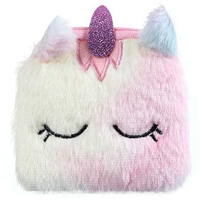 Leikance Cartoon-Plüsch-Einhorn-Münztasche, süße Geldbörse Mädchen, Clutch, Schlüssel, Kopfhörer, Organizer, Tasche Kinder, Geschenk, rose (Pink) -