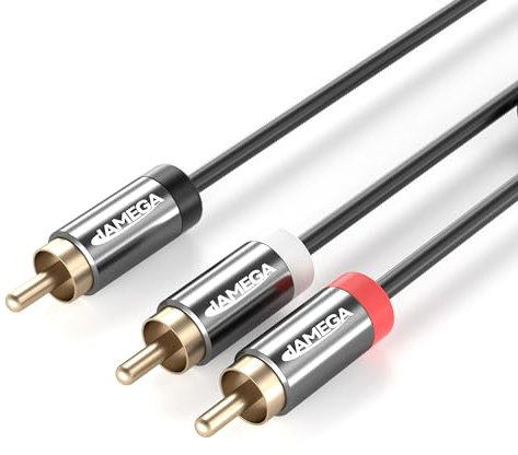 JAMEGA – 1m Cinch Y-Kabel | Subwoofer RCA Digitales Koaxialkabel | 24K Vergoldete Stecker 1 zu 2 Cinch | Audio Kabel für Verstärker, HiFi-Anlagen, Stereoanlagen, Heimkino