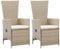 vidaXL 2X Garten Liegestuhl mit Auflagen Gartenstuhl Relaxstuhl Sessel Sonnenliege Hochlehner Stuhl Gartensessel Gartenmöbel Poly Rattan Beige