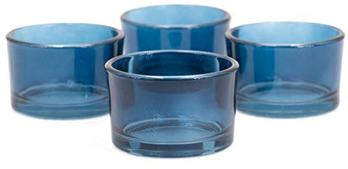Creativery Lot de 4 photophores en verre de 51 x 33 mm - Couleur au choix : bleu foncé/bleu marine 370