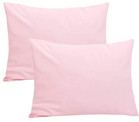 kinder Kissenbezug 40 x 60 cm - 2er Pack Bio Baumwolle Kopfkissenbezug - Baby Kleinkind Kissen Kissenbezüge für kinderwagen - babykissen bezug mit Umschlagverschluss(Rosa)
