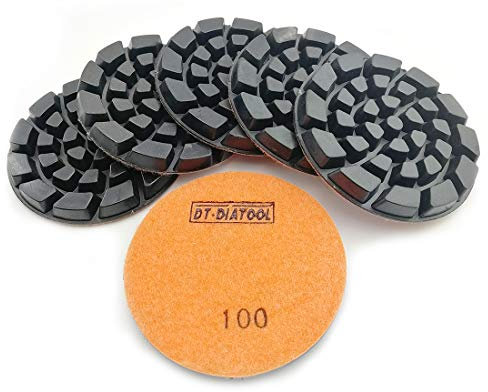 DT-DIATOOL Diamant Schleifpad 100mm 6 Stücke #100 zum Trocken/Nass Polieren Beton Zement Terrazzo Fußboden