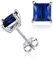 ChicSilver damen Geburtsstein Ohrstecker Silber September Quadrat Ohrstecker Simulierter Saphir Blau Stein Schmuck Für Mädchen Mama