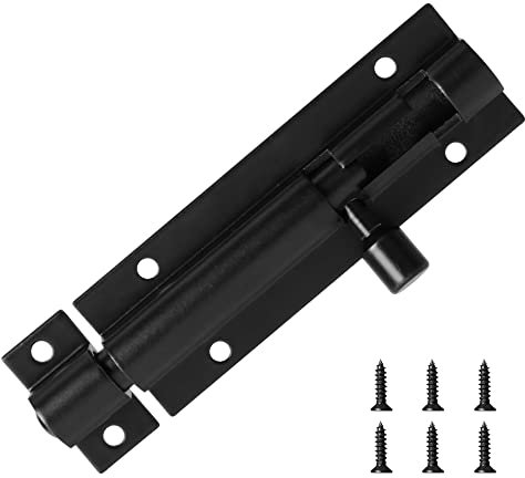 Door Lock Bolts Security Slide Latch Lock Strong Stainless Steel Matte for Bathroom, Toilet, Shed, Shower, Garden, Bedroom - Door Latch Slide Bolts Lock with Screws, 3 Inch (Black)