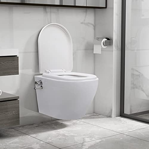Gawany Wand WC ohne Spülrand mit Bidet-Funktion Spülrandlos Absenkautomatik Softclose Hänge Toilette Bidet Keramik Weiß