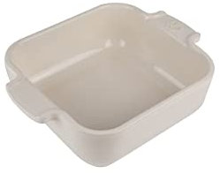 PEUGEOT - Quadratische Auflaufform aus Keramik - 18 cm (inkl. Griffe) x 11,4 cm x 5,1 cm - Fassungsvermögen: 0,66 L - 10 Jahre Garantie - Ecru