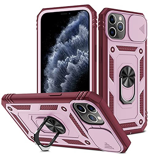 2ndSpring Cover compatibile con iPhone 11 Pro Max 6.5, protezione della fotocamera in PC duro anti-caduta, rinforzata, antiurto, antiurto, colore: rosa rosso